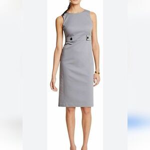 NWOT Ann Taylor Gray Sheath Dress Coastal Grandma Normcore Beigecore